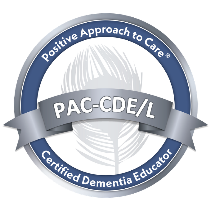 Positive Approach to Care certified dementia educator badge